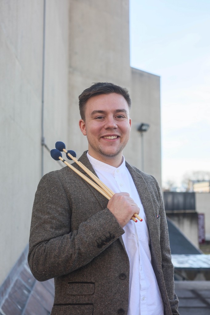 Robert Grahmann holding marimba mallets